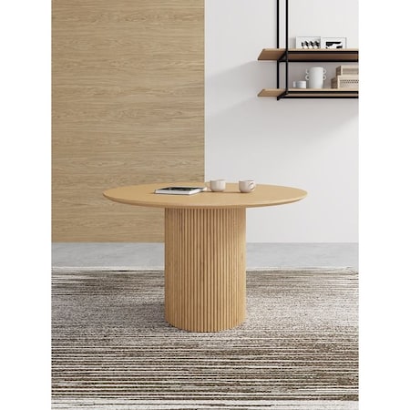 Manhattan Comfort Round Dining Table, 47.24 in L, American Solid Ash Wood, Nature DT03-NA